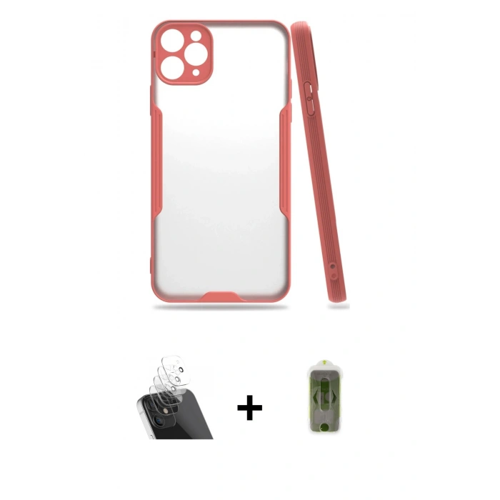 MARSİLYAN™- iPhone 11 Pro Max Kılıf Atlas Asil Serisi - Siyah Joko Magic 5D Hayalet Cam + Kamera Lens Koruma Cam - SF