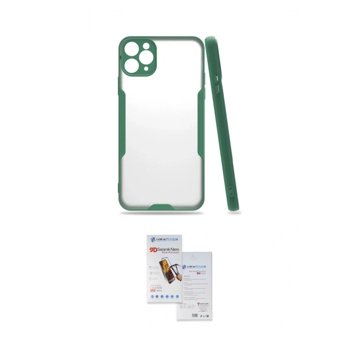 MARSİLYAN™- iPhone 11 Pro Max Kılıf Atlas Asil Serisi - Siyah Seramik Nano Ekran Koruyucu