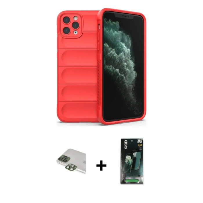 MARSİLYAN™- iPhone 11 Pro Max Kılıf Atlas Koleksiyonu - Şeffaf 360 Full Body Arka Koruyucu + Pers Alüminyum Kamera Lens - YL