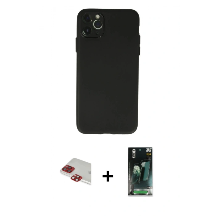 MARSİLYAN™- iPhone 11 Pro Max Kılıf Atlas Minimal Prime - Şeffaf 360 Full Body Arka Koruyucu + Pers Alüminyum Kamera Lens - KI