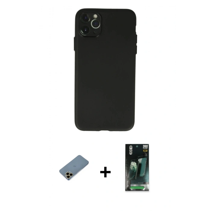 MARSİLYAN™- iPhone 11 Pro Max Kılıf Atlas Minimal Prime - Şeffaf 360 Full Body Arka Koruyucu + Shine Kamera Lens Koruma Cam - GD