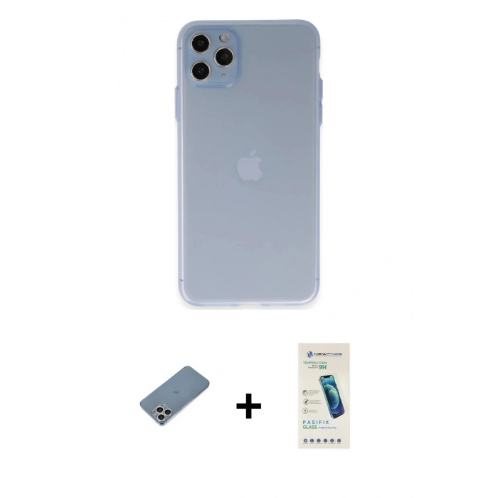 MARSİLYAN™- iPhone 11 Pro Max Kılıf Atlas Minimal Prime - Şeffaf Pasifik Cam Ekran Koruyucu + Shine Kamera Lens Koruma Cam - GS