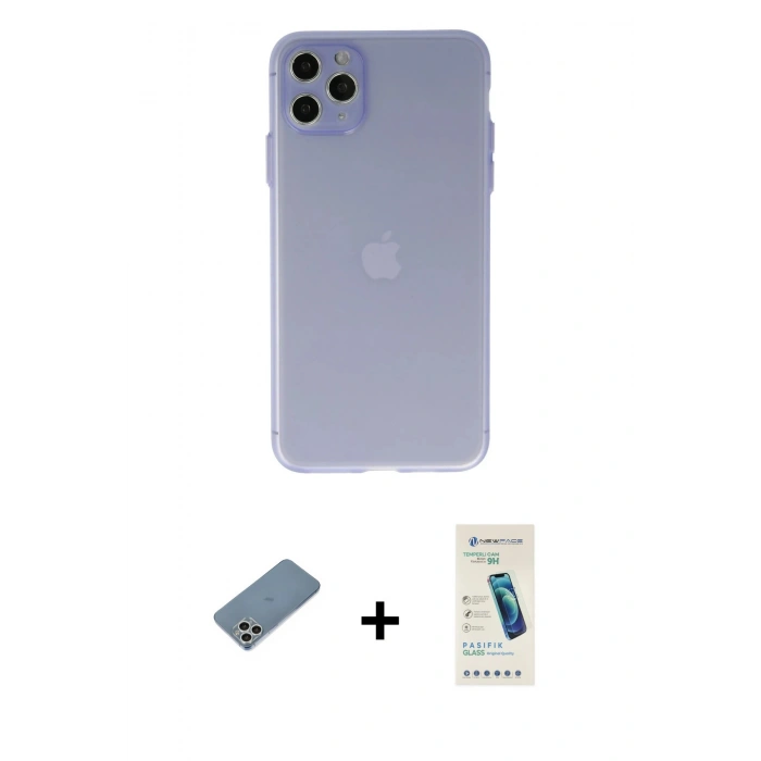 MARSİLYAN™- iPhone 11 Pro Max Kılıf Atlas Minimal Prime - Şeffaf Pasifik Cam Ekran Koruyucu + Shine Kamera Lens Koruma Cam - GS