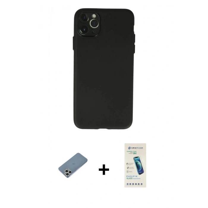 MARSİLYAN™- iPhone 11 Pro Max Kılıf Atlas Minimal Prime - Şeffaf Pasifik Cam Ekran Koruyucu + Shine Kamera Lens Koruma Cam - GS