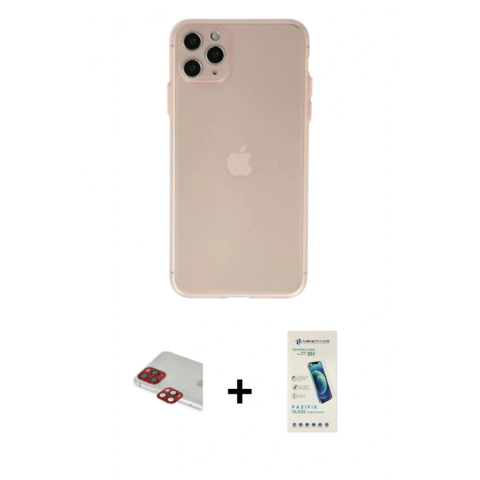 MARSİLYAN™- iPhone 11 Pro Max Kılıf Atlas Minimal Prime - Şeffaf Pasifik Cam Ekran Koruyucu + Pers Alüminyum Kamera Lens - KI
