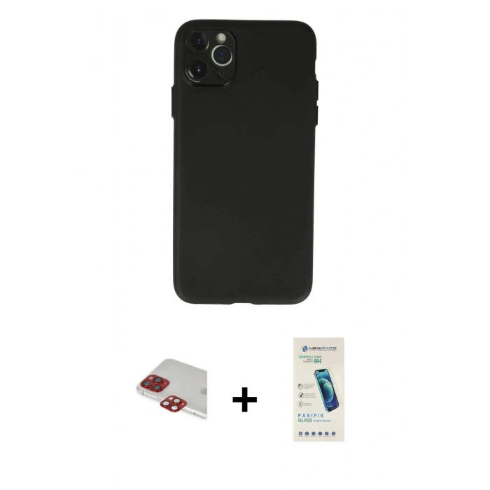MARSİLYAN™- iPhone 11 Pro Max Kılıf Atlas Minimal Prime - Şeffaf Pasifik Cam Ekran Koruyucu + Pers Alüminyum Kamera Lens - KI