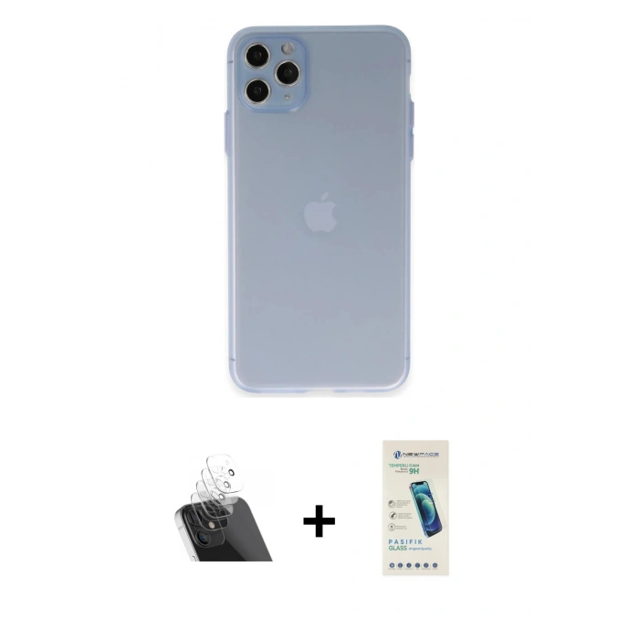 MARSİLYAN™- iPhone 11 Pro Max Kılıf Atlas Minimal Prime - Şeffaf Pasifik Cam Ekran Koruyucu + Kamera Lens Koruma Cam - SF
