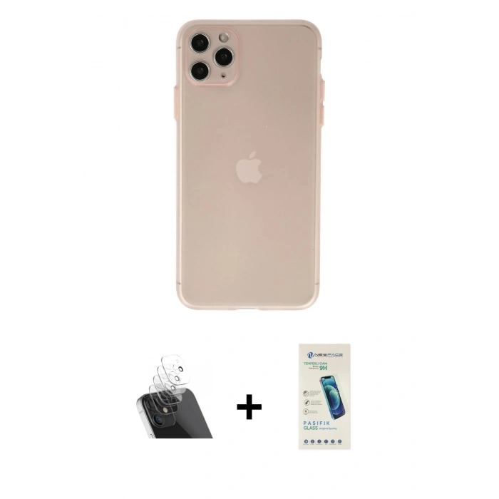MARSİLYAN™- iPhone 11 Pro Max Kılıf Atlas Minimal Prime - Şeffaf Pasifik Cam Ekran Koruyucu + Kamera Lens Koruma Cam - SF
