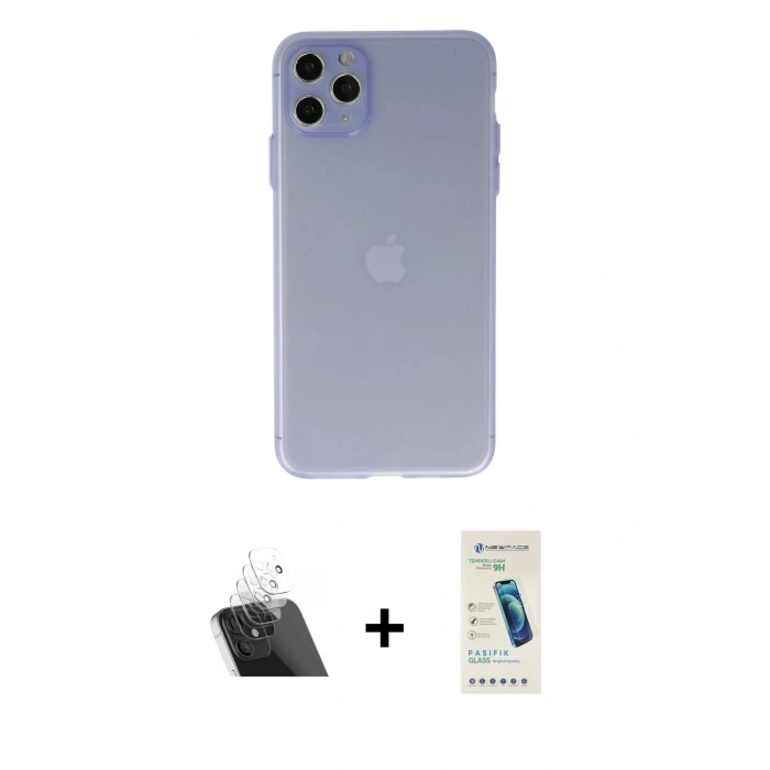 MARSİLYAN™- iPhone 11 Pro Max Kılıf Atlas Minimal Prime - Şeffaf Pasifik Cam Ekran Koruyucu + Kamera Lens Koruma Cam - SF