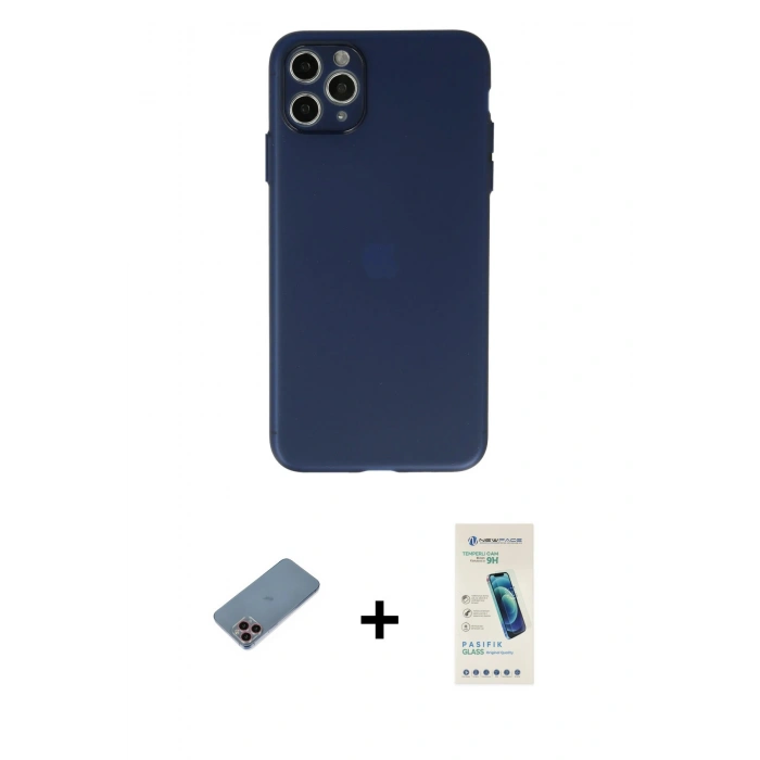 MARSİLYAN™- iPhone 11 Pro Max Kılıf Atlas Minimal Prime - Şeffaf Pasifik Cam Ekran Koruyucu + Shine Kamera Lens Koruma Cam - PE