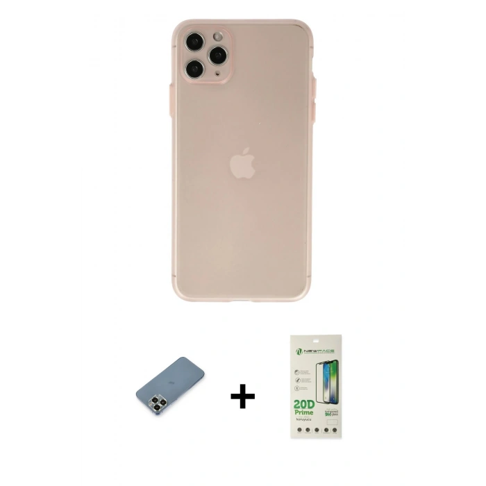 MARSİLYAN™- iPhone 11 Pro Max Kılıf Atlas Minimal Prime - Siyah 20D Premium Cam Ekran Koruyucu + Metal Kamera Lens Koruma Cam - AKYL