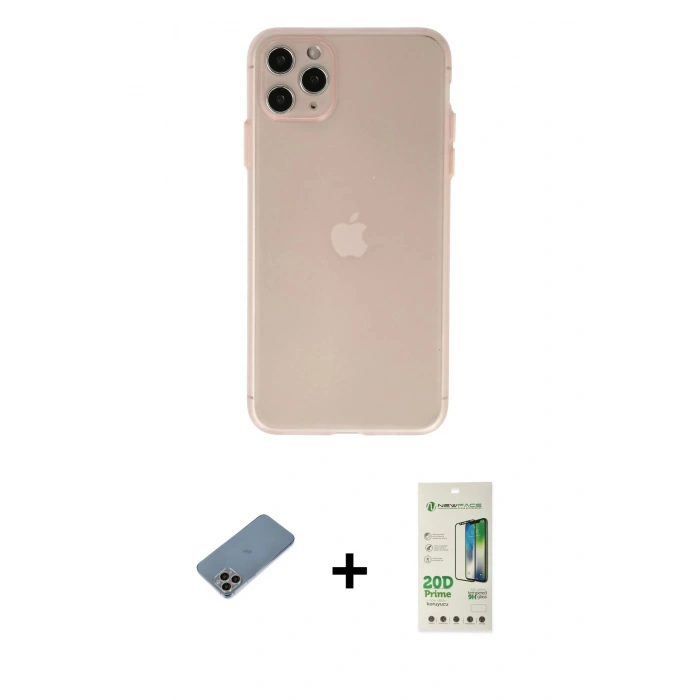 MARSİLYAN™- iPhone 11 Pro Max Kılıf Atlas Minimal Prime - Siyah 20D Premium Cam Ekran Koruyucu + Shine Kamera Lens Koruma Cam - GI