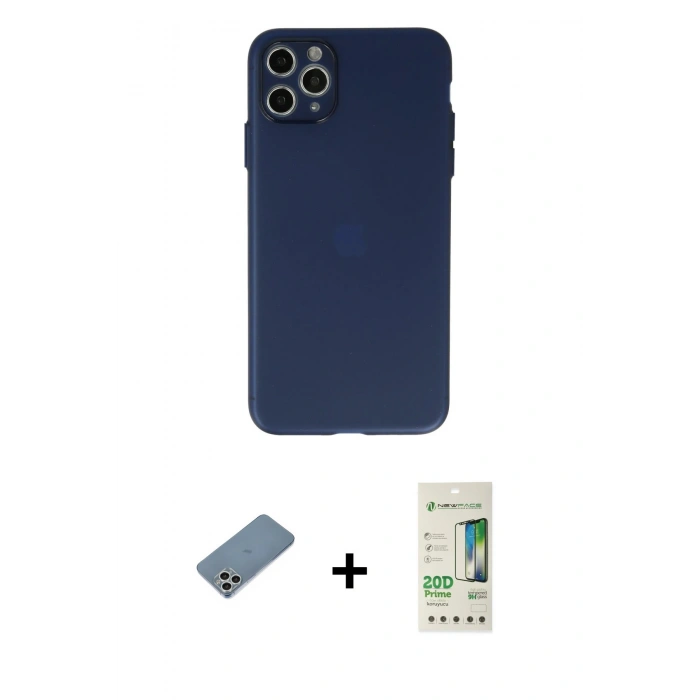 MARSİLYAN™- iPhone 11 Pro Max Kılıf Atlas Minimal Prime - Siyah 20D Premium Cam Ekran Koruyucu + Gümüş Shine Kamera Lens Koruma Cam