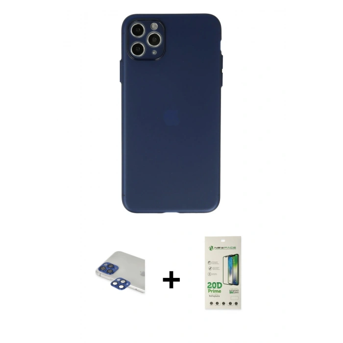 MARSİLYAN™- iPhone 11 Pro Max Kılıf Atlas Minimal Prime - Siyah 20D Premium Cam Ekran Koruyucu + Pers Alüminyum Kamera Lens - LT