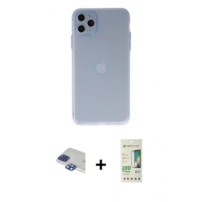 MARSİLYAN™- iPhone 11 Pro Max Kılıf Atlas Minimal Prime - Siyah 20D Premium Cam Ekran Koruyucu + Pers Alüminyum Kamera Lens - LT