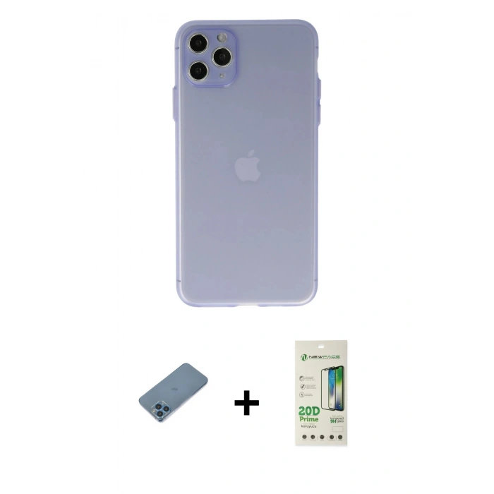 MARSİLYAN™- iPhone 11 Pro Max Kılıf Atlas Minimal Prime - Siyah 20D Premium Cam Ekran Koruyucu + Shine Kamera Lens Koruma Cam - MI
