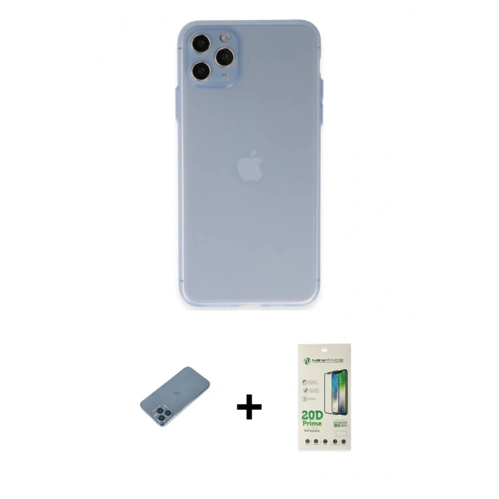 MARSİLYAN™- iPhone 11 Pro Max Kılıf Atlas Minimal Prime - Siyah 20D Premium Cam Ekran Koruyucu + Shine Kamera Lens Koruma Cam - MI