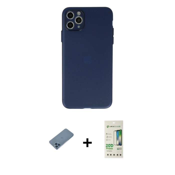 MARSİLYAN™- iPhone 11 Pro Max Kılıf Atlas Minimal Prime - Siyah 20D Premium Cam Ekran Koruyucu + Shine Kamera Lens Koruma Cam - MI