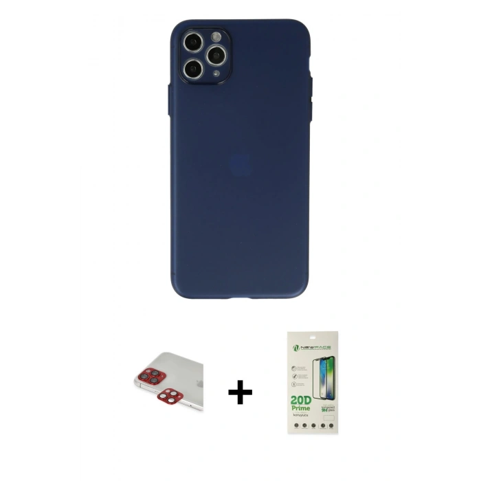 MARSİLYAN™- iPhone 11 Pro Max Kılıf Atlas Minimal Prime - Siyah 20D Premium Cam Ekran Koruyucu + Pers Alüminyum Kamera Lens - KI