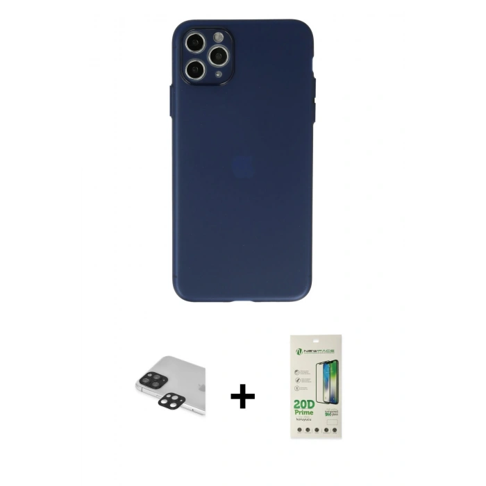 MARSİLYAN™- iPhone 11 Pro Max Kılıf Atlas Minimal Prime - Siyah 20D Premium Cam Ekran Koruyucu + Siyah Pers Alüminyum Kamera Lens