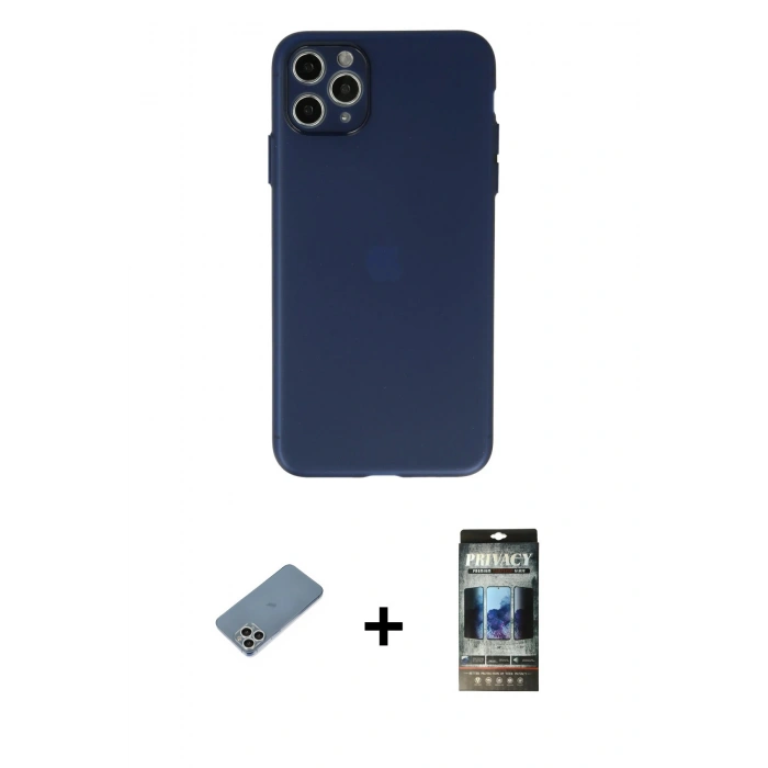 MARSİLYAN™- iPhone 11 Pro Max Kılıf Atlas Minimal Prime - Siyah 34D Hayalet Izgaralı Cam + Shine Kamera Lens Koruma Cam - GS