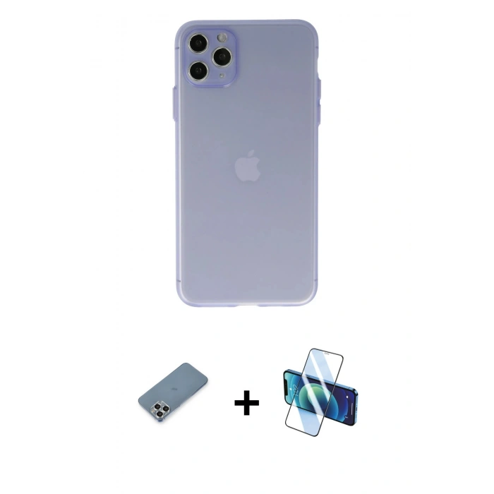 MARSİLYAN™- iPhone 11 Pro Max Kılıf Atlas Minimal Prime - Siyah 3D Antistatik Seramik Nano Ekran Koruyucu + Metal Kamera Lens Koruma Cam - GS