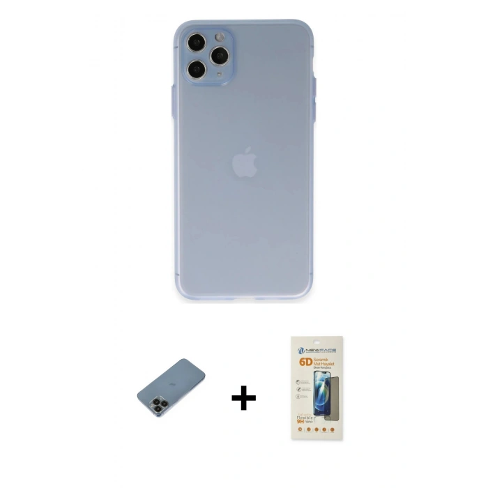MARSİLYAN™- iPhone 11 Pro Max Kılıf Atlas Minimal Prime - Siyah 6D Mat Seramik Hayalet Nano Ekran Koruyucu + Shine Kamera Lens Koruma Cam - SH