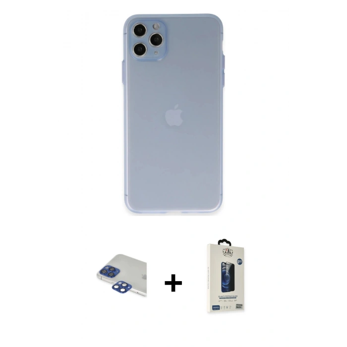 MARSİLYAN™- iPhone 11 Pro Max Kılıf Atlas Minimal Prime - Siyah Bilvis Hayalet Cam Ekran Koruyucu + Pers Alüminyum Kamera Lens - LT