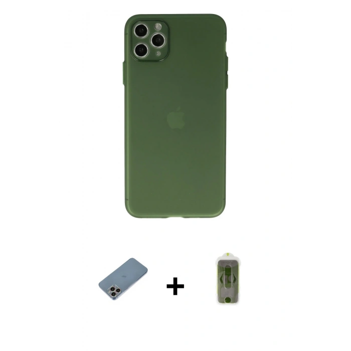 MARSİLYAN™- iPhone 11 Pro Max Kılıf Atlas Minimal Prime - Siyah Joko Magic 5D Hayalet Cam + Shine Kamera Lens Koruma Cam - GI