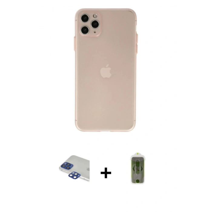 MARSİLYAN™- iPhone 11 Pro Max Kılıf Atlas Minimal Prime - Siyah Joko Magic 5D Hayalet Cam + Lacivert Pers Alüminyum Kamera Lens