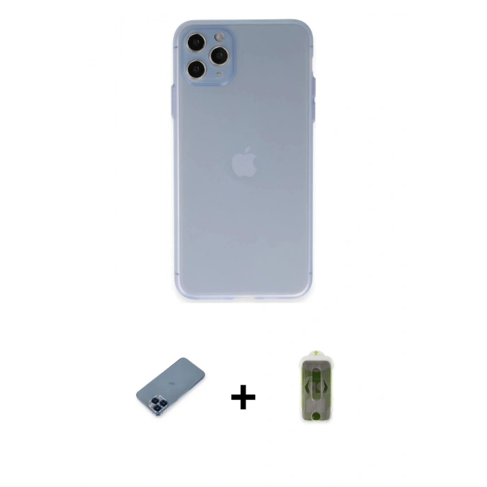 MARSİLYAN™- iPhone 11 Pro Max Kılıf Atlas Minimal Prime - Siyah Joko Magic 5D Hayalet Cam + Metal Kamera Lens Koruma Cam - MI