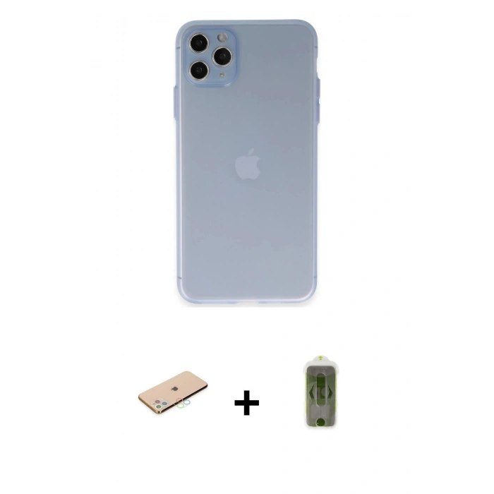 MARSİLYAN™- iPhone 11 Pro Max Kılıf Atlas Minimal Prime - Siyah Joko Magic 5D Hayalet Cam + Renkli Kamera Lens Koruma Cam - MI