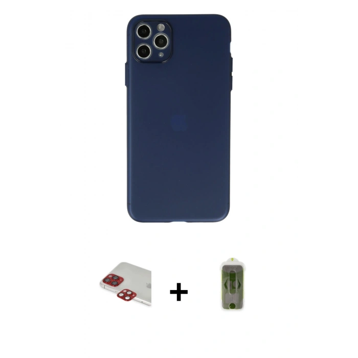 MARSİLYAN™- iPhone 11 Pro Max Kılıf Atlas Minimal Prime - Siyah Joko Magic 5D Hayalet Cam + Pers Alüminyum Kamera Lens - KI