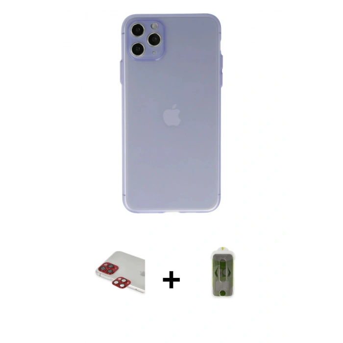 MARSİLYAN™- iPhone 11 Pro Max Kılıf Atlas Minimal Prime - Siyah Joko Magic 5D Hayalet Cam + Pers Alüminyum Kamera Lens - KI