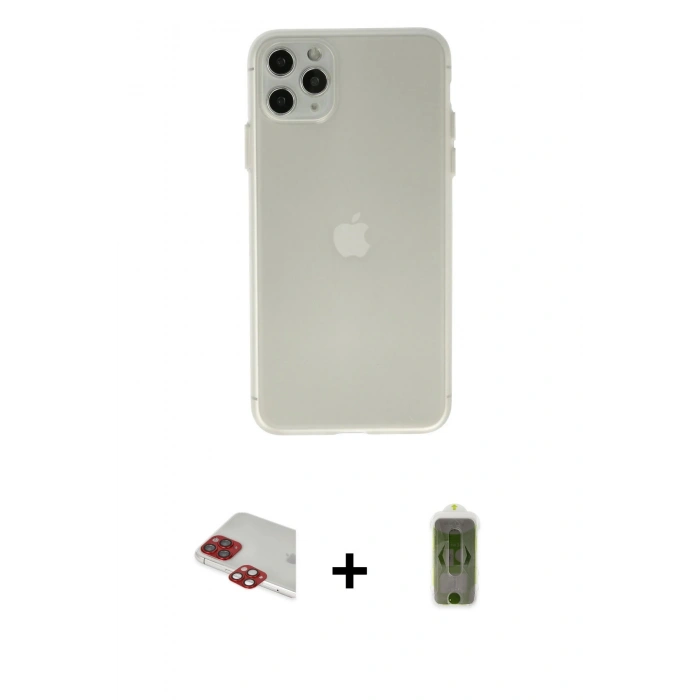 MARSİLYAN™- iPhone 11 Pro Max Kılıf Atlas Minimal Prime - Siyah Joko Magic 5D Hayalet Cam + Pers Alüminyum Kamera Lens - KI
