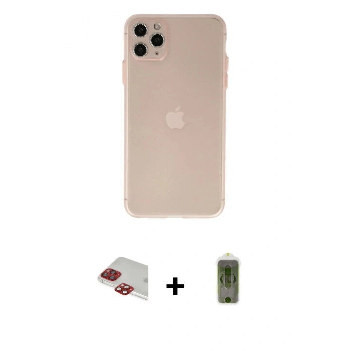 MARSİLYAN™- iPhone 11 Pro Max Kılıf Atlas Minimal Prime - Siyah Joko Magic 5D Hayalet Cam + Pers Alüminyum Kamera Lens - KI