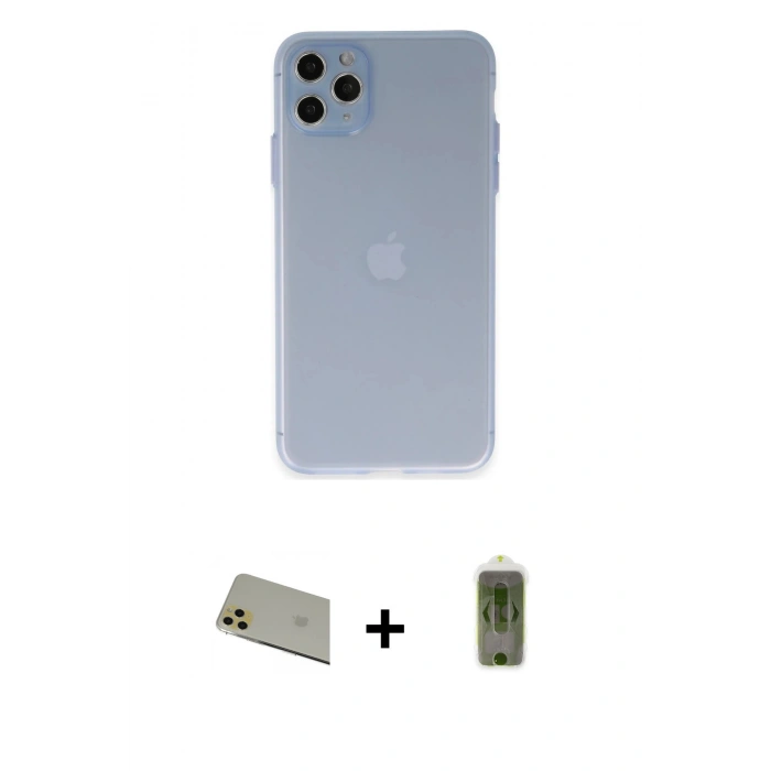 MARSİLYAN™- iPhone 11 Pro Max Kılıf Atlas Minimal Prime - Siyah Joko Magic 5D Hayalet Cam + Rainbow Kamera Lens Koruma Cam - GD