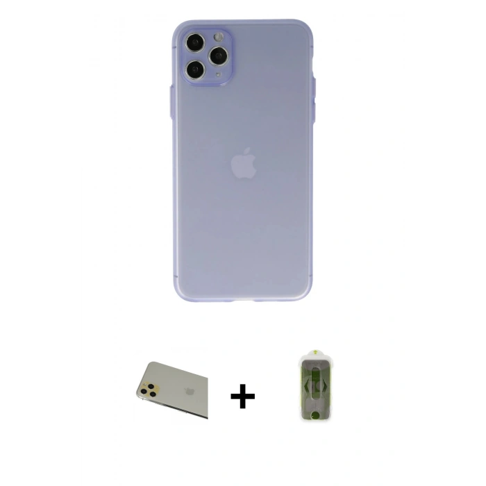 MARSİLYAN™- iPhone 11 Pro Max Kılıf Atlas Minimal Prime - Siyah Joko Magic 5D Hayalet Cam + Rainbow Kamera Lens Koruma Cam - GD