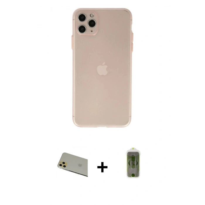 MARSİLYAN™- iPhone 11 Pro Max Kılıf Atlas Minimal Prime - Siyah Joko Magic 5D Hayalet Cam + Rainbow Kamera Lens Koruma Cam - GD