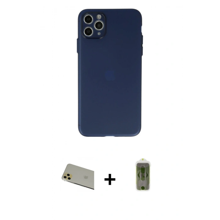 MARSİLYAN™- iPhone 11 Pro Max Kılıf Atlas Minimal Prime - Siyah Joko Magic 5D Hayalet Cam + Rainbow Kamera Lens Koruma Cam - GD