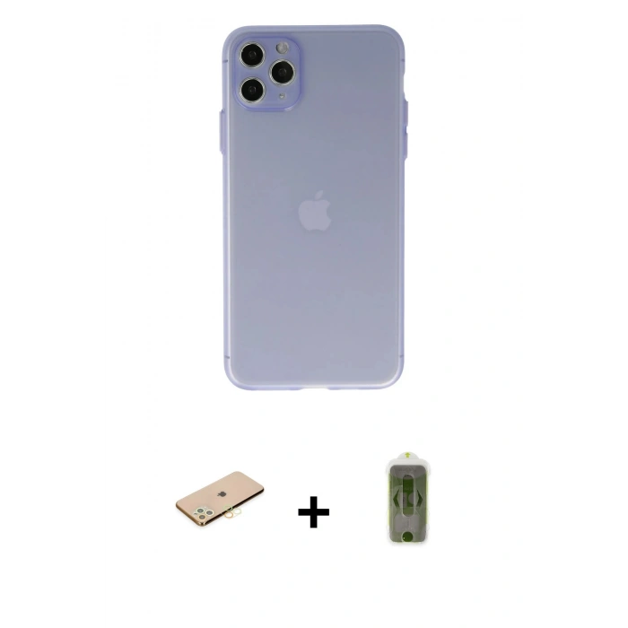 MARSİLYAN™- iPhone 11 Pro Max Kılıf Atlas Minimal Prime - Siyah Joko Magic 5D Hayalet Cam + Renkli Kamera Lens Koruma Cam - SI