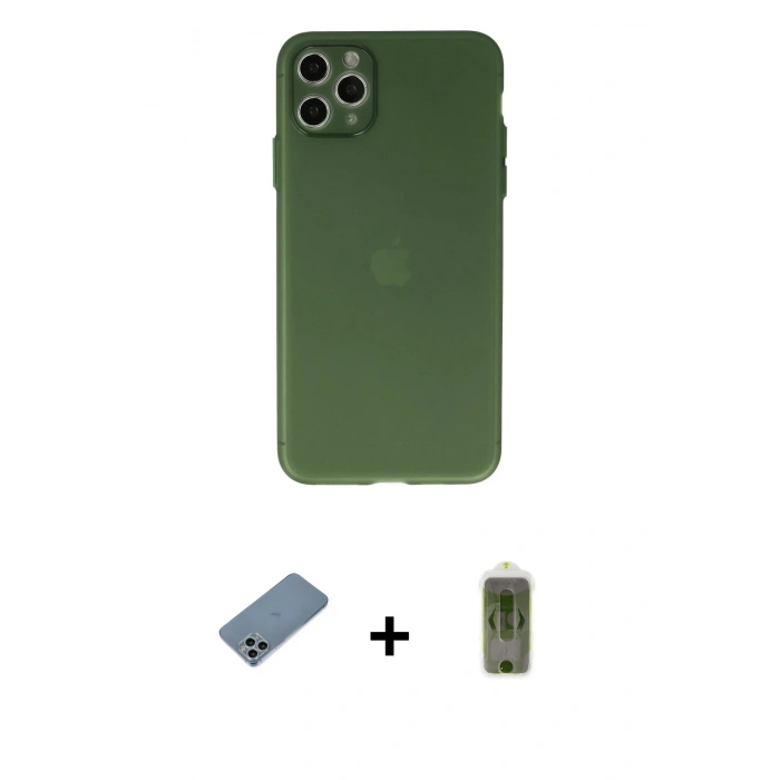 MARSİLYAN™- iPhone 11 Pro Max Kılıf Atlas Minimal Prime - Siyah Joko Magic 5D Hayalet Cam + Shine Kamera Lens Koruma Cam - SABE