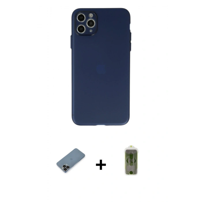 MARSİLYAN™- iPhone 11 Pro Max Kılıf Atlas Minimal Prime - Siyah Joko Magic 5D Hayalet Cam + Metal Kamera Lens Koruma Cam - SH