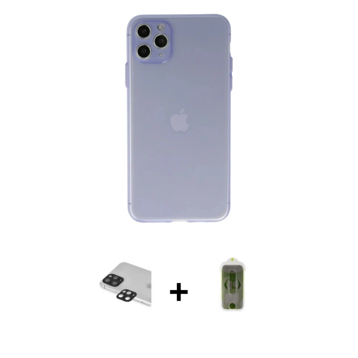 MARSİLYAN™- iPhone 11 Pro Max Kılıf Atlas Minimal Prime - Siyah Joko Magic 5D Hayalet Cam + Pers Alüminyum Kamera Lens - SH