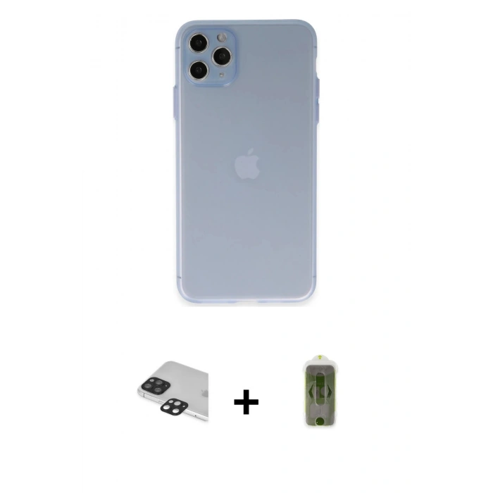 MARSİLYAN™- iPhone 11 Pro Max Kılıf Atlas Minimal Prime - Siyah Joko Magic 5D Hayalet Cam + Pers Alüminyum Kamera Lens - SH