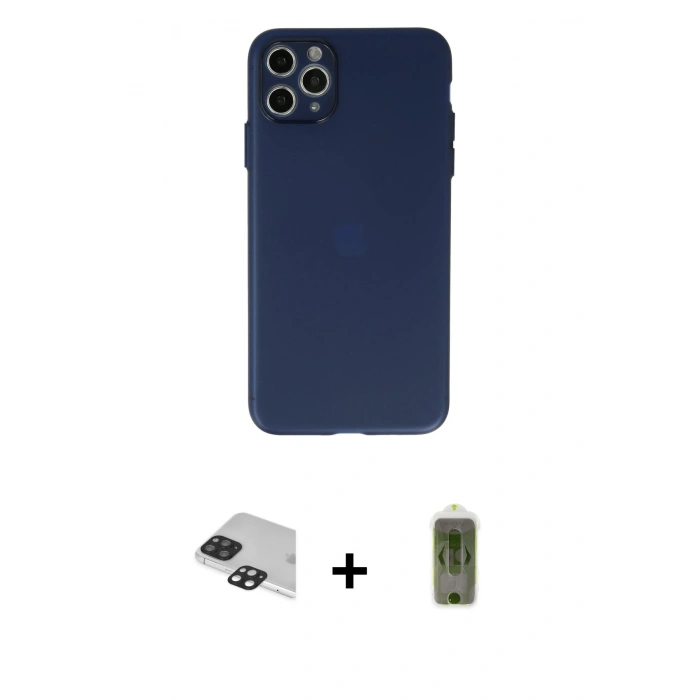 MARSİLYAN™- iPhone 11 Pro Max Kılıf Atlas Minimal Prime - Siyah Joko Magic 5D Hayalet Cam + Pers Alüminyum Kamera Lens - SH