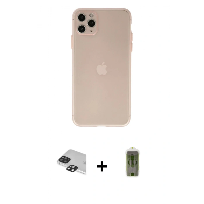 MARSİLYAN™- iPhone 11 Pro Max Kılıf Atlas Minimal Prime - Siyah Joko Magic 5D Hayalet Cam + Pers Alüminyum Kamera Lens - SH