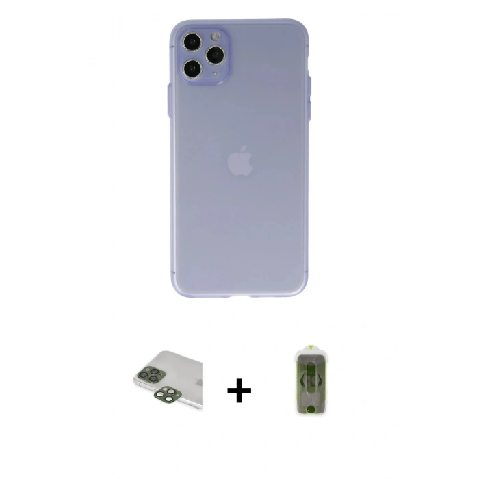 MARSİLYAN™- iPhone 11 Pro Max Kılıf Atlas Minimal Prime - Siyah Joko Magic 5D Hayalet Cam + Pers Alüminyum Kamera Lens - YL