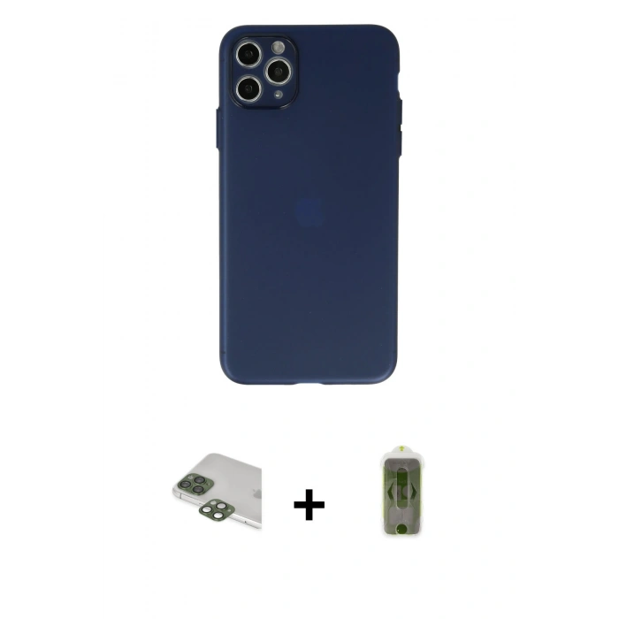 MARSİLYAN™- iPhone 11 Pro Max Kılıf Atlas Minimal Prime - Siyah Joko Magic 5D Hayalet Cam + Pers Alüminyum Kamera Lens - YL