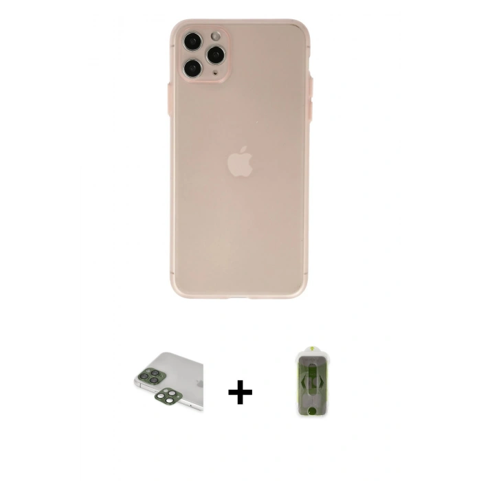 MARSİLYAN™- iPhone 11 Pro Max Kılıf Atlas Minimal Prime - Siyah Joko Magic 5D Hayalet Cam + Pers Alüminyum Kamera Lens - YL